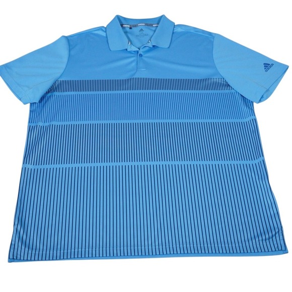adidas Other - Adidas Golf Polo Shirt Mens 2XL Blue Striped Performance Short Sleeve Logo
